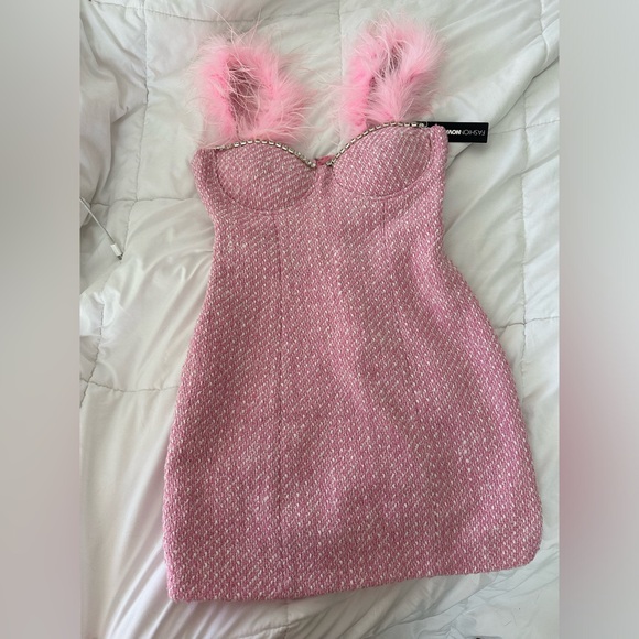 Sue Tweed Mini Dress - Pink (FASHIONNOVA) - Picture 3 of 4